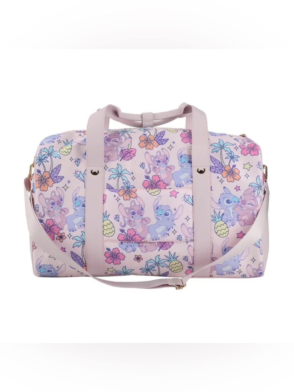 NWT Disney Stitch & Angel tropical floral Print Weekend Duffel Bag